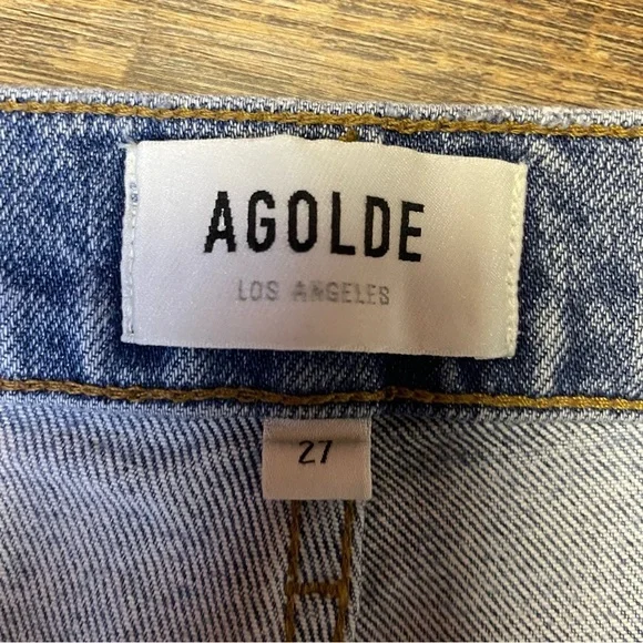 Agolde Riley Jeans Straight Crop High Rise Button Fly Womens 27 Distressed - Picture 4 of 11